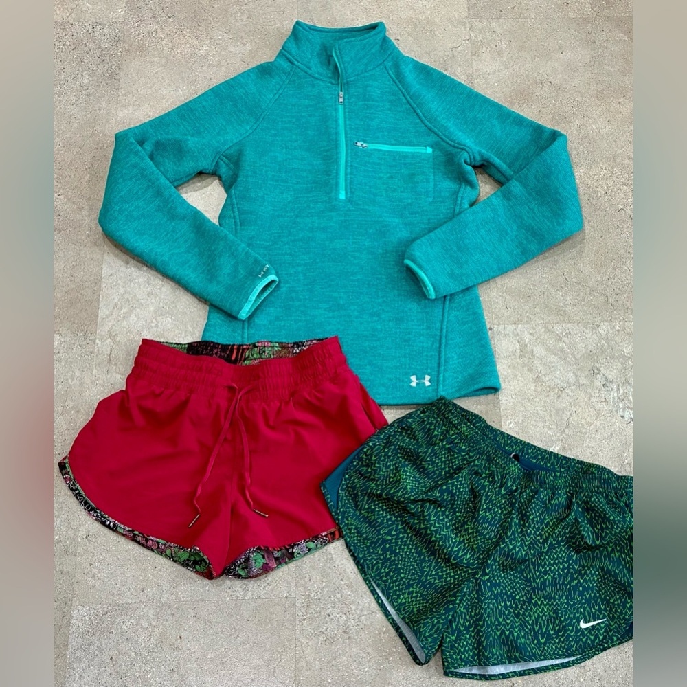 Womens LULULEMON/NIKE/UNDER ARMOUR Shorts & Pullover Sweatshirt, sz Small